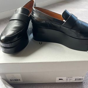Robert Clergerie leather platform loafers shoes black size 36,5 made in France